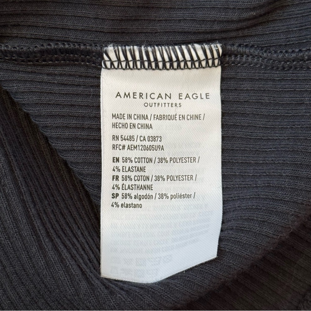 American Eagle Ruched Knit Button-Front Mini Dress Charcoal Gray Women’s Size M - Picture 9 of 12